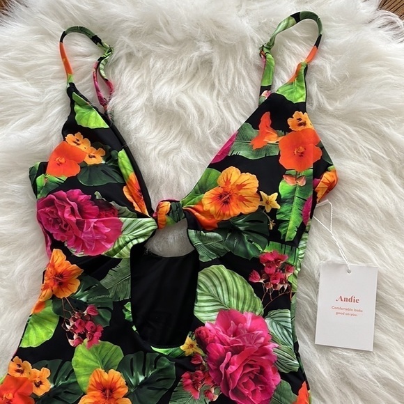 Andie Swim Santorini Knot Keyhole Swimsuit Size XS Tropical Print - Picture 5 of 7